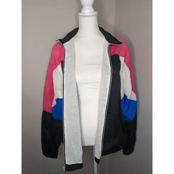 Vintage 90s Nike Spell Out Swoosh colorblock zip up track jacket lg - Picture 2 of 9